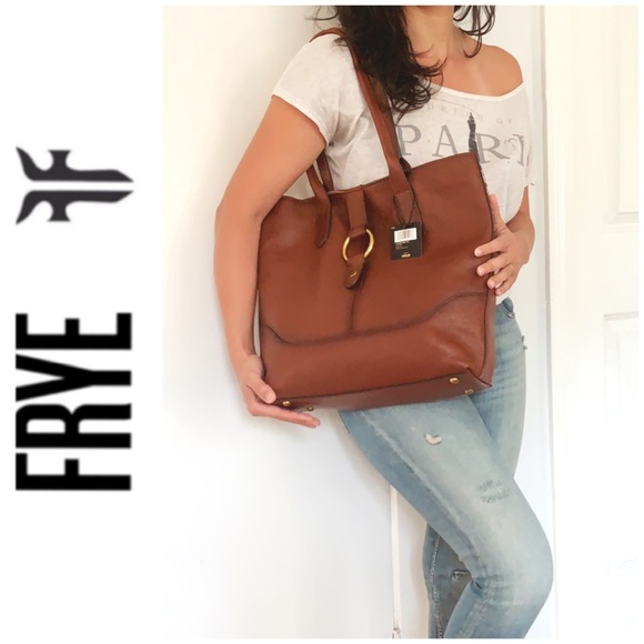 NWT FRYE genuine leather ring tote cognac - Picture 2 of 7